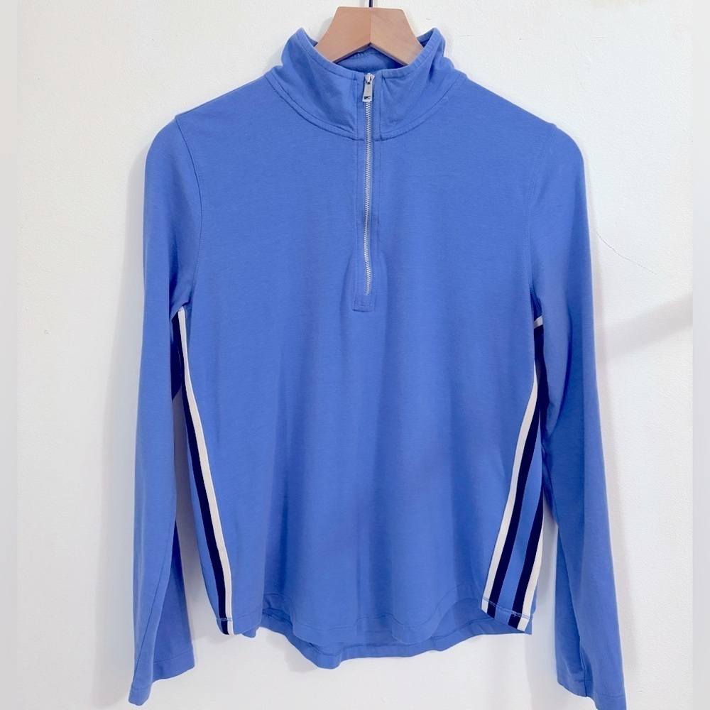 Ralph Lauren Women's Blue Jersey 1/4 Zip Pullover T Shirt Medium